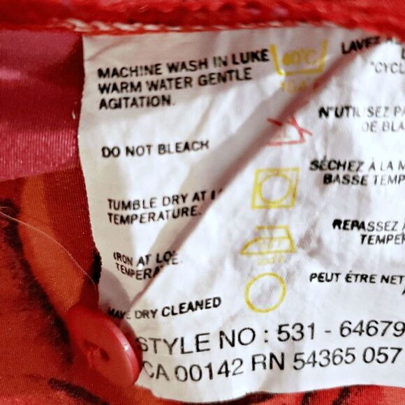 Allison Dailey Red Orange Rose Long Sleeve Button-up Collar Top Shirt Size 12 - Picture 4 of 6